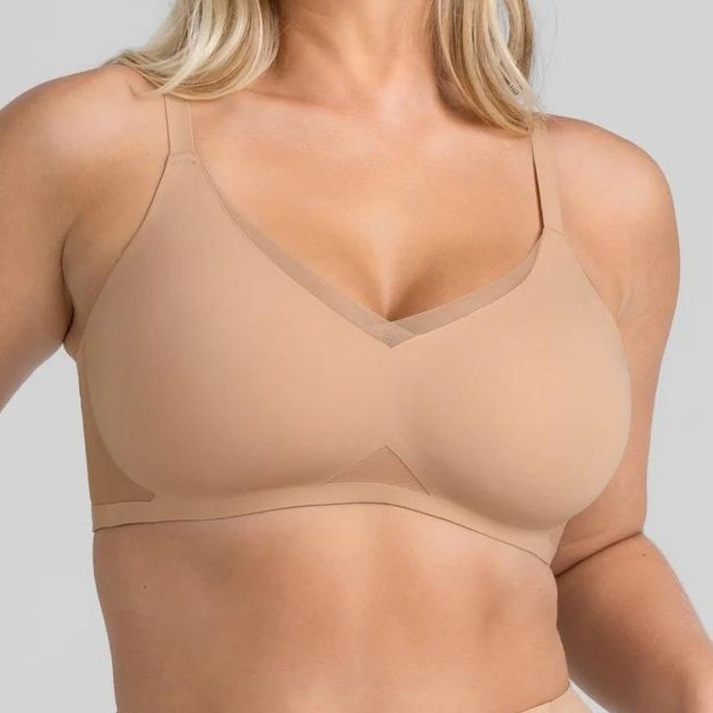 Honeylove Crossover Bra Sand Beige Smoothing Wireless Medium 36B 36C NO PADS